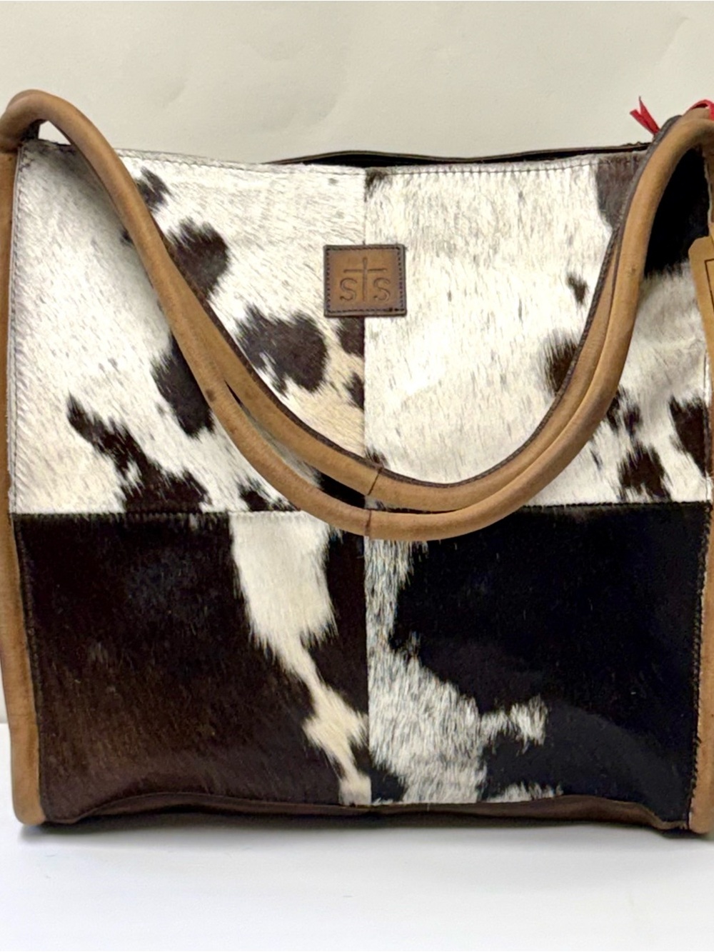 STS Ranchwear Cowhide Patchwork Tote - Brown & White